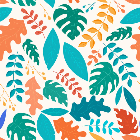 Botanical fantasy leaves seamless pattern, garden conceptのイラスト素材