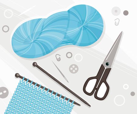 Knitting tools illustration. Hand work conceptのイラスト素材