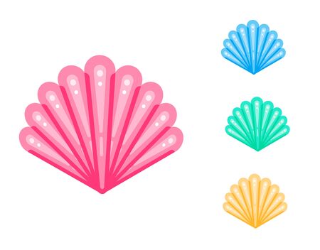 Sea shells set isolated. Flat styleのイラスト素材