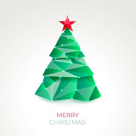 Abstract christmas tree made of green triangles.のイラスト素材