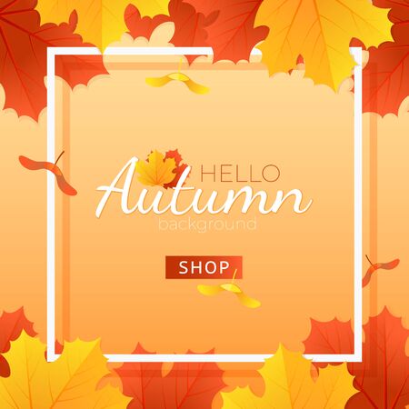 Autumn Sale Card With Colorful Maple Leavesのイラスト素材