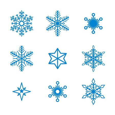 Set of vector snowflakes isolated on backgroundのイラスト素材