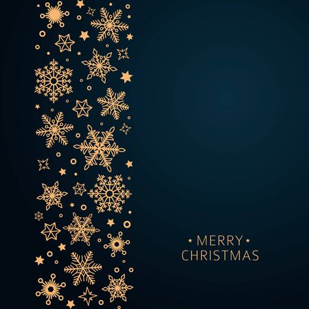 Vector christmas gold snowflakes vertical banner backgroundのイラスト素材
