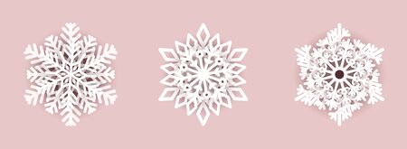 Christmas set with paper snowflakes. Merry Christmas, New Year design. EPS 10.のイラスト素材