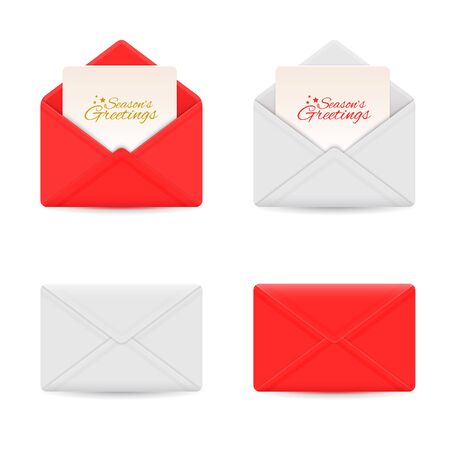 Holiday envelopes with seasonal greeting cardsのイラスト素材