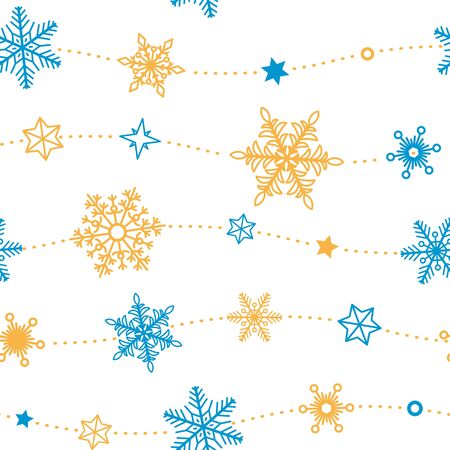 Snowflakes tiling vector pattern Background for Christmas and New yearのイラスト素材