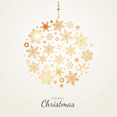 Vector Christmas ball made from flat golden snowflakes. holiday backgroundのイラスト素材