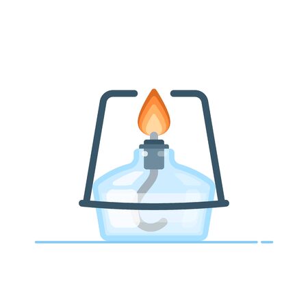 Scientific alcohol burner illustration. Vector flat design.のイラスト素材