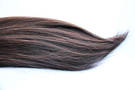 Black dark hair isolated on white background.の写真素材