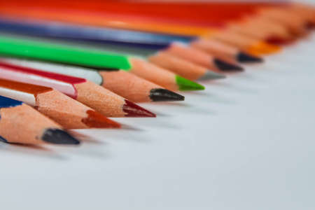Color pencil with copy space isolated on white background, education frame concept. Design conceptの写真素材
