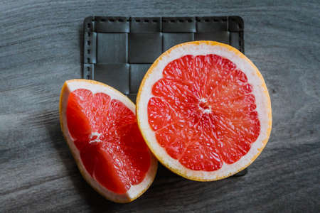 grapefruit on the wooden backgroundの写真素材