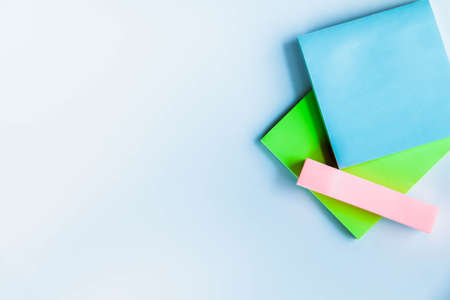 Colorful paper notes on white background. Stickers for taking notes on a white background.の写真素材
