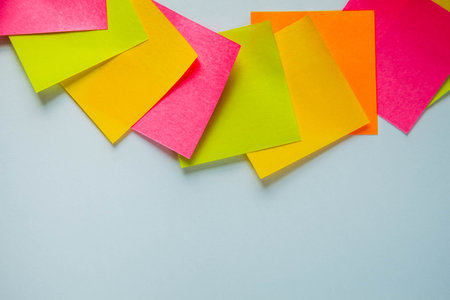 Colorful sticky notes on whiteの写真素材