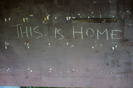 This is Home Chalk Drawing on City Wall
