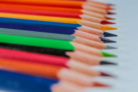 Color pencil with copy space isolated on white background, education frame concept. Design conceptの写真素材
