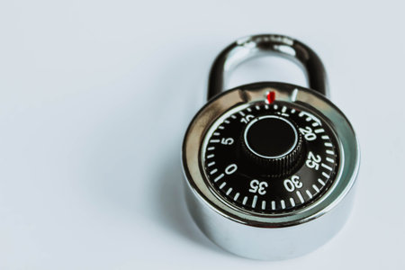 Combination lock on the white