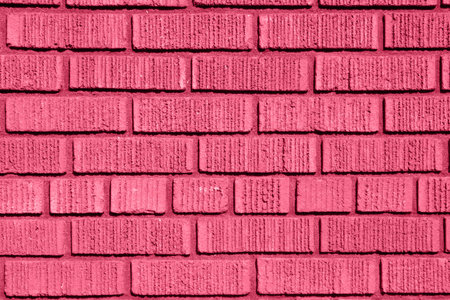 Color of year 2023 Viva Magenta. Image with brick wall is toned in color of viva magenta. New...