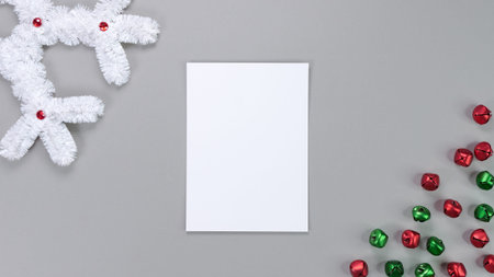 Template composition with blank photo cards, gift cards, photo frame and isolated on grey background...