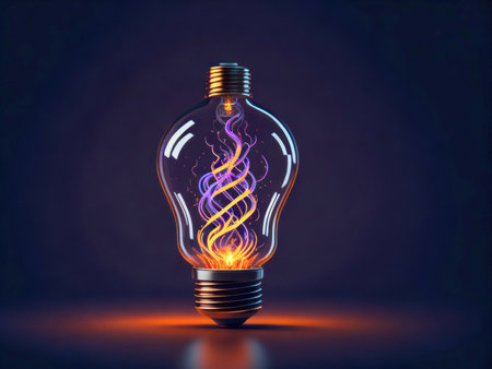 Eco friendly lightbulb with electric energy inside, concept of Renewable Energy and Sustainable Living. concept business energy in nature on the world. Generative Aiの素材