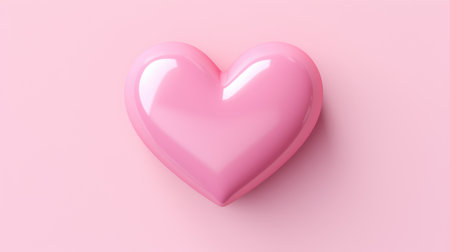 Pink glossy Heart on pink background. Valentines day backgroundの素材