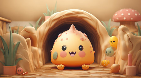 Cute Pink Blob Character for Whimsical Projects and Childrens Entertainment.の素材
