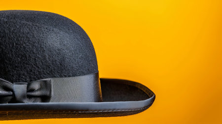 Traditional bowler hat on bright orange background with space for text. Orangemen s dayの素材