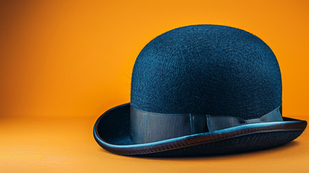 Black bowler hat on vibrant orange background with space for text. The twelfth, orangemen s dayの素材