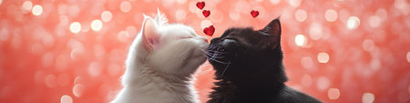 Love is in the Air Two Adorable Cats Share a Tender Kiss on a Romantic Valentines Dayの素材