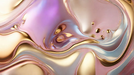 This stock image displays a captivating abstract background with a swirl of pastel pink and gold hues. Its fluid design is ideal for wallpapers, websites, and creative projects.の素材