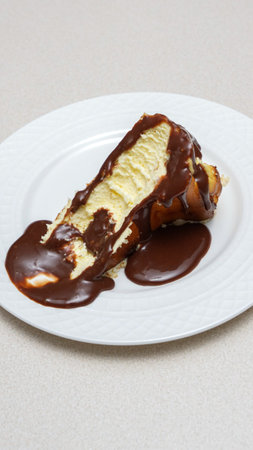 Delicious and Indulgent San Sebastian Cheesecake with Rich Chocolate ganache Topping for Dessert Lovers.の写真素材