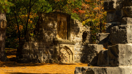 Gatineau QC, Canada - September 21, 2025: Historical ruins at Mackenzie King Estate in Gatineau...