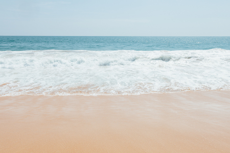 Waves crashing at the beach in Hikkaduwa, Sri Lanka. No people or boats visible.の写真素材