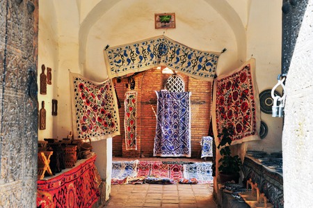 Khiva: gates of the carpets shopのeditorial素材