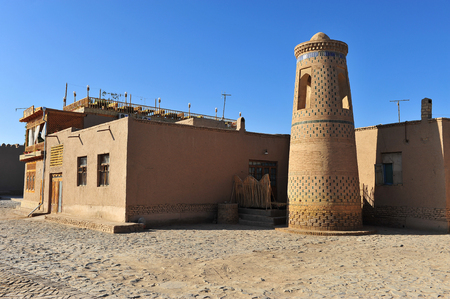 Khiva: minaret in old townの写真素材