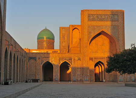 Bukhara: madrassah on sunsetの写真素材