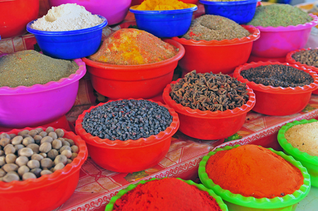 Spices on the flea marketの写真素材