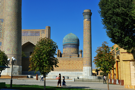 Samarkand: people at the mosqueのeditorial素材