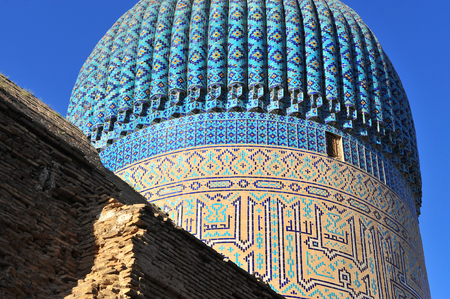 Samarkand: beautiful dome with national ornamentの写真素材