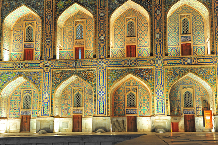Samarkand: night lightning of Registan ensembleのeditorial素材