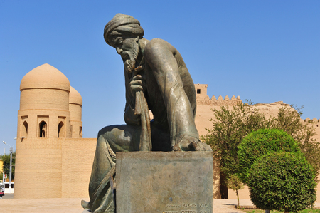 Khiva, Uzbekistan. Muhhamad ibn Muso monument. 13 of September 2017のeditorial素材