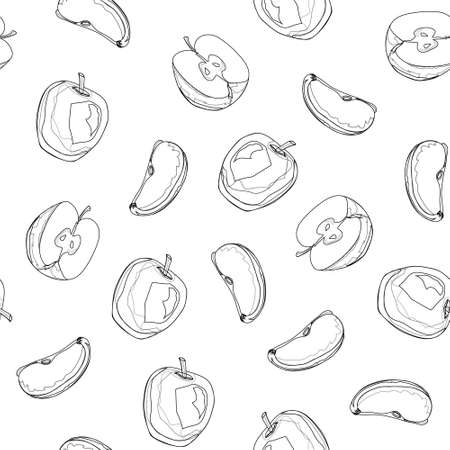 Seamless pattern of outline apples.のイラスト素材