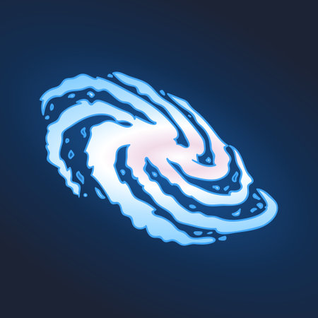 Galaxy in cartoon style on a dark blue background of space. Hand drawing cosmos element. Vector illustration.のイラスト素材