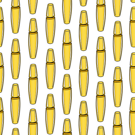 Seamless pattern of yellow mascara on a white background. Hand drawing. Vector illustration in cartoon style.のイラスト素材