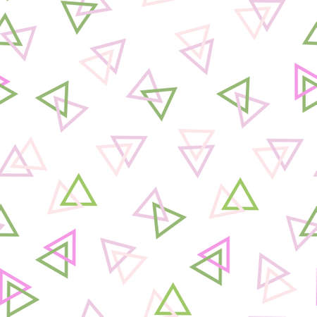 Seamless pattern from pink and green triangles. white background. Vector illustration.のイラスト素材
