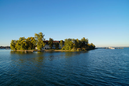 Landscape of a small island in Lake Constance, Germany.の写真素材