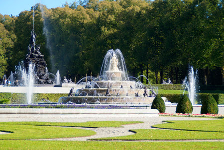 Fountain in the park of Peterhof, St. Petersburg, Russiaの写真素材