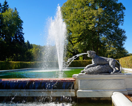 Fountain in the park of Schonbrunn Palace, Vienna, Austriaの写真素材