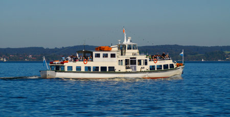 Tourist boat on Lake Lucerne in Switzerlandの写真素材