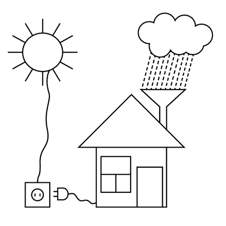 Eco house with sun battery Vector illustrationのイラスト素材