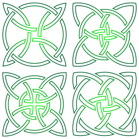 Set of celtic shamrock knot in circle. Symbol of Irelandのイラスト素材